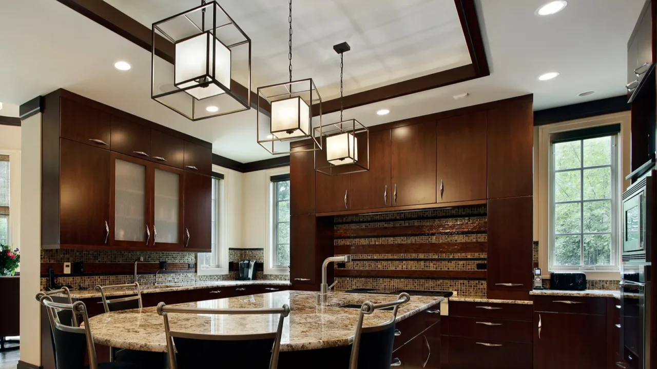 modern kitchen with circular eating area