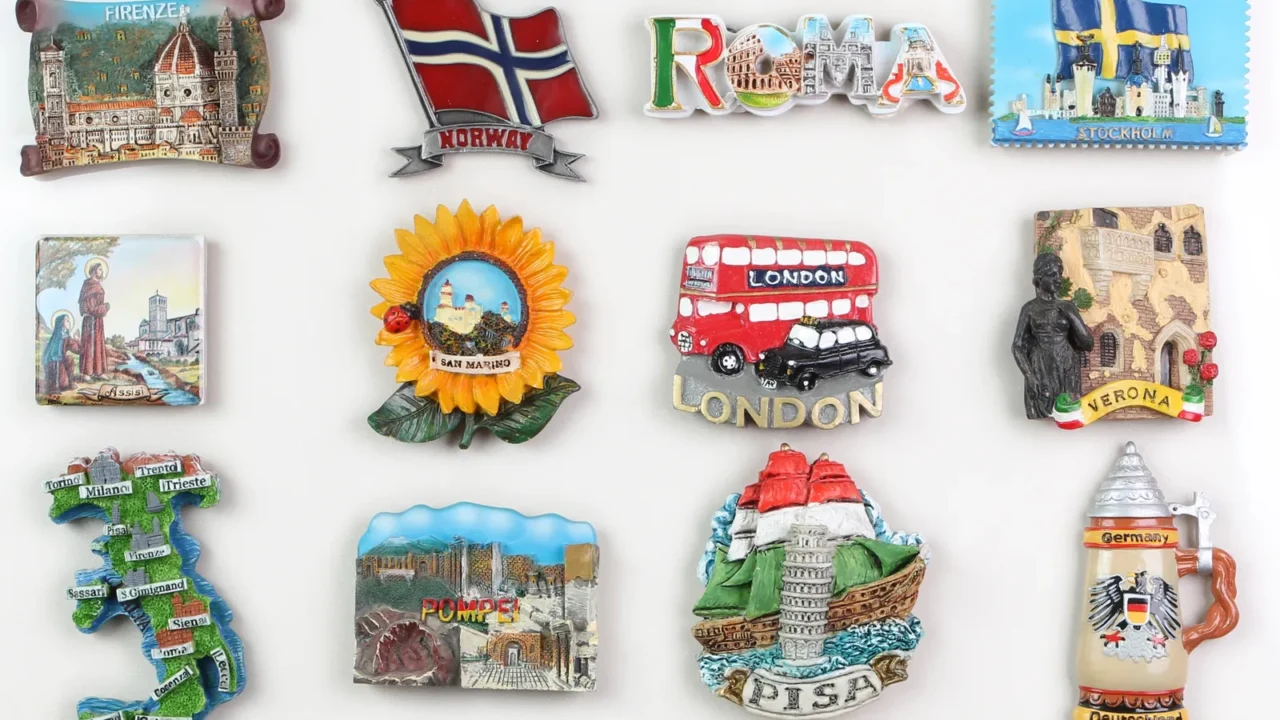 souvenir magnets of the cities of europe