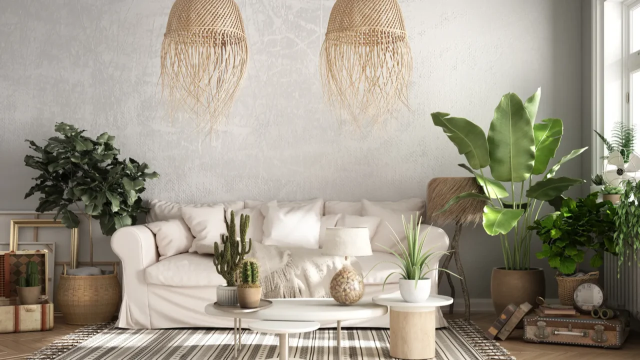 vintage old style living room in beige tones sofa carpet