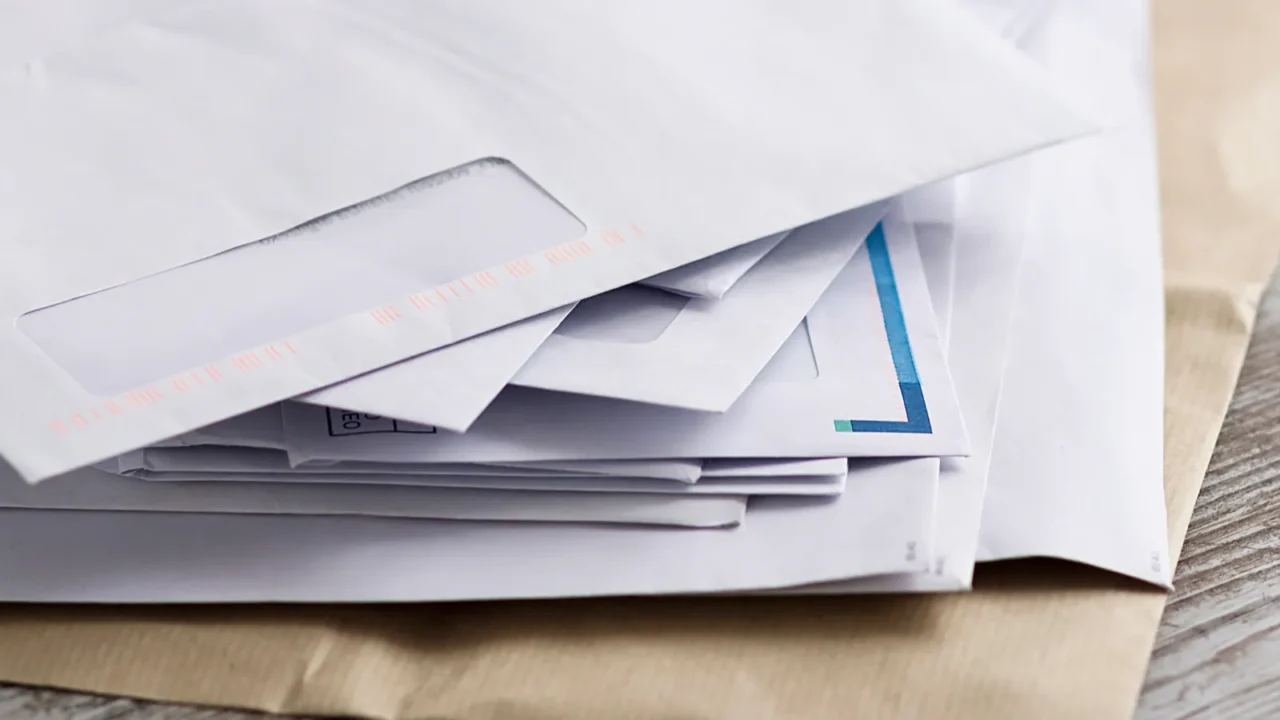 a stack of professional or invoice letters