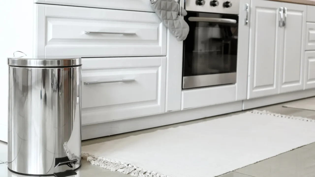 clean trash bin in modern kitchen