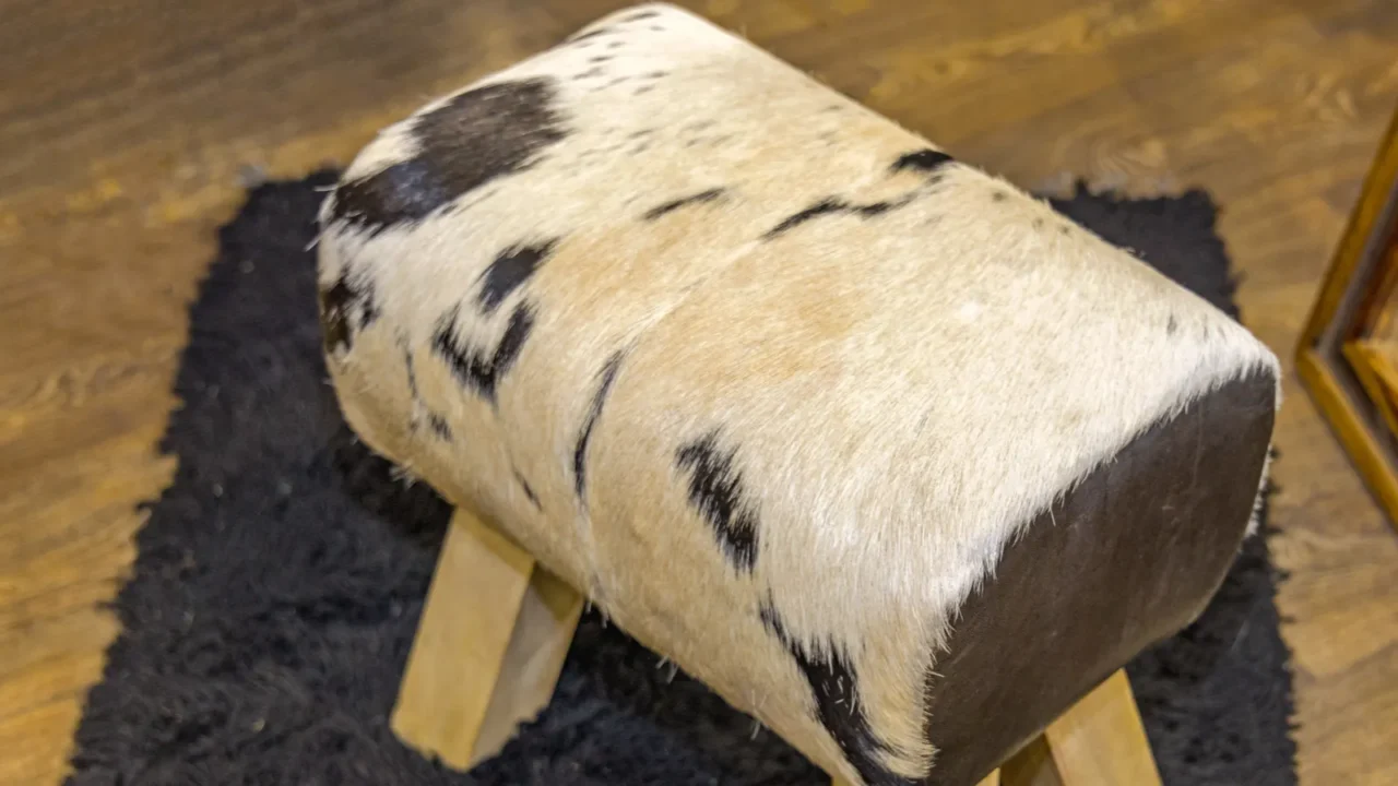 cowhide stool cowboy style furniture for classic cabin