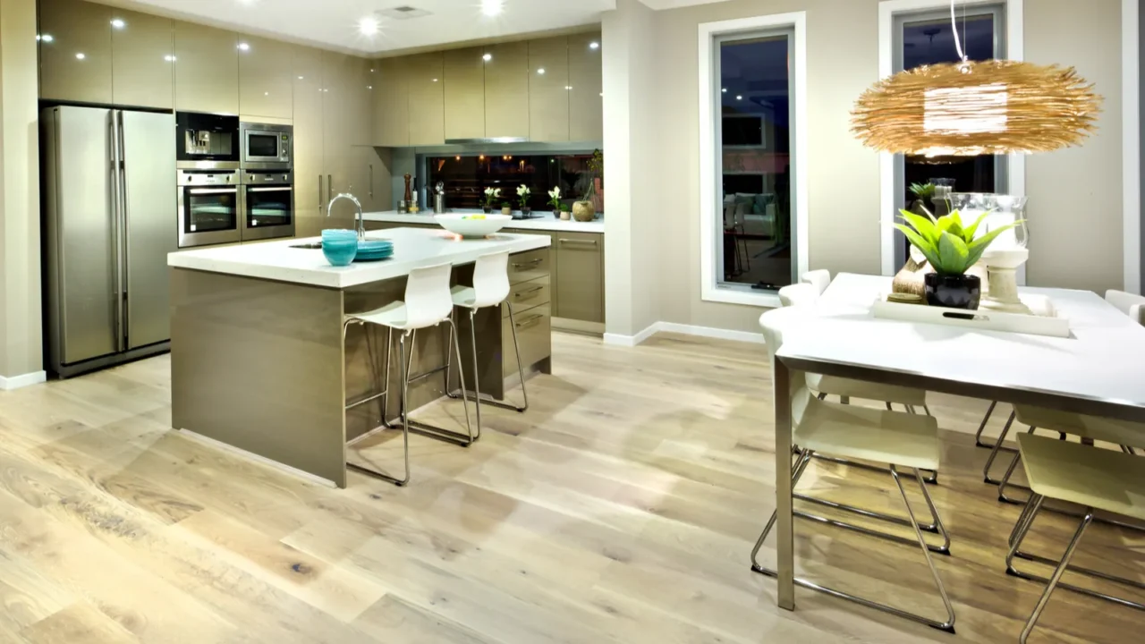 modern kitchen and dinning area interior view of a house