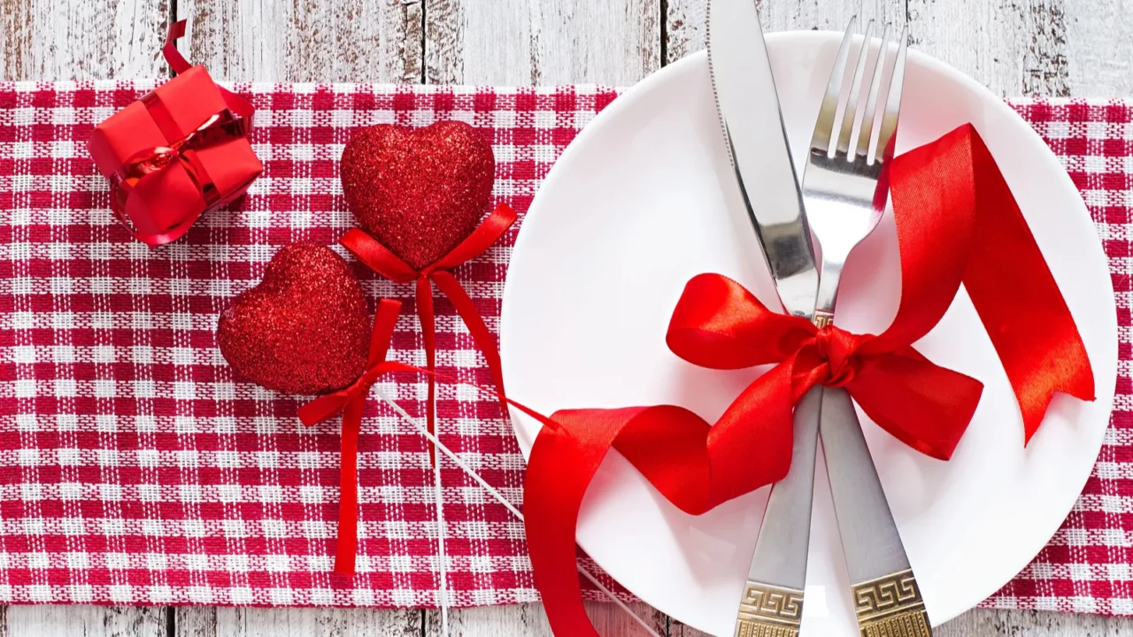 romantic table setting for valentines day in a rustic style