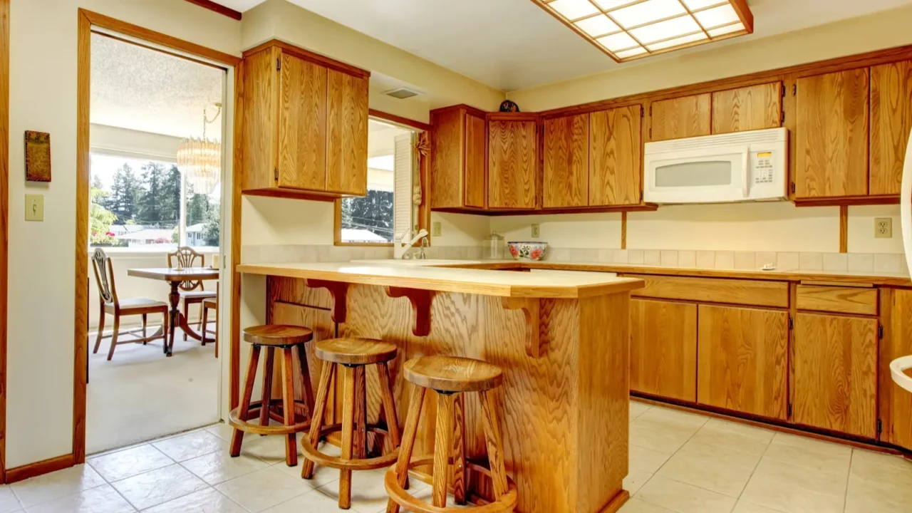 rustic kitchen room with walkout deck