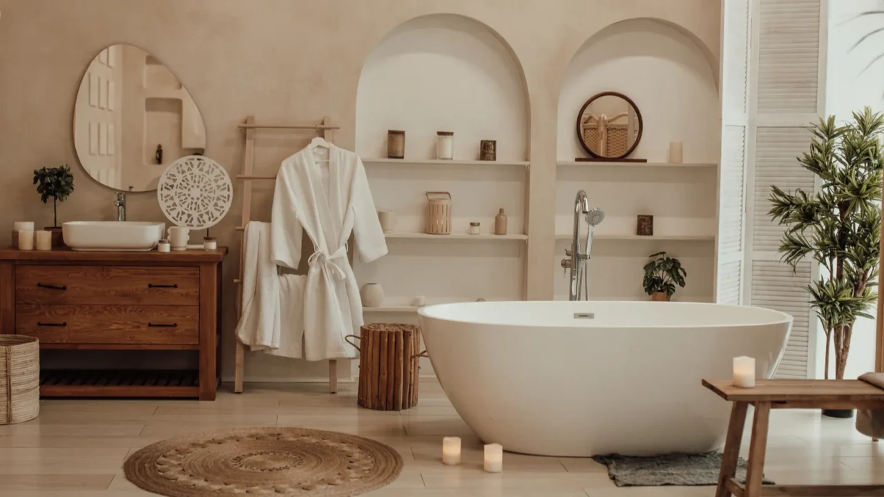 interior of the scandinavian style bathroom