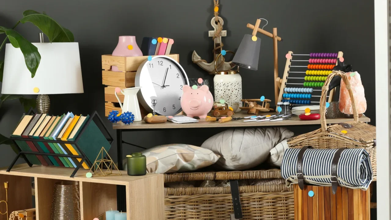 many different items in room garage sale