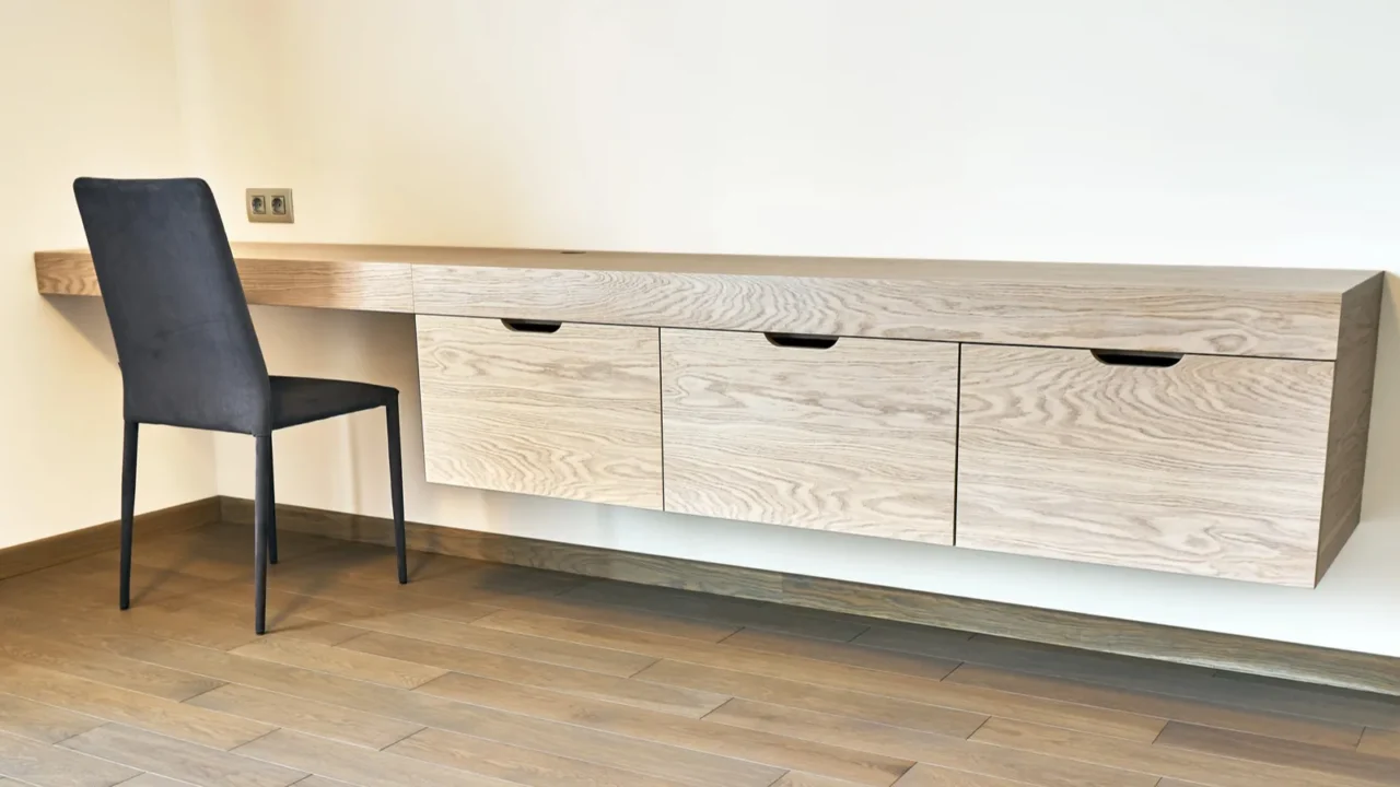 modern furniture wall mounted wooden dressing table wiht drawers in