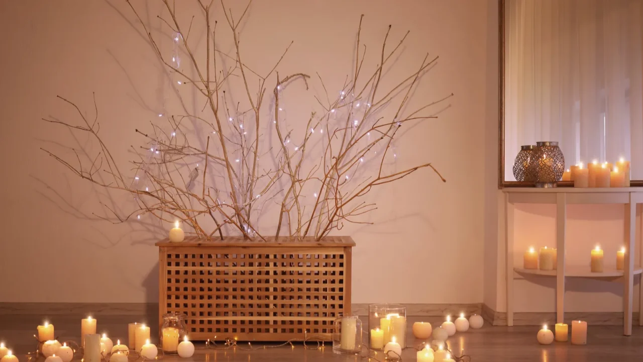 burning candles as decor in room interior