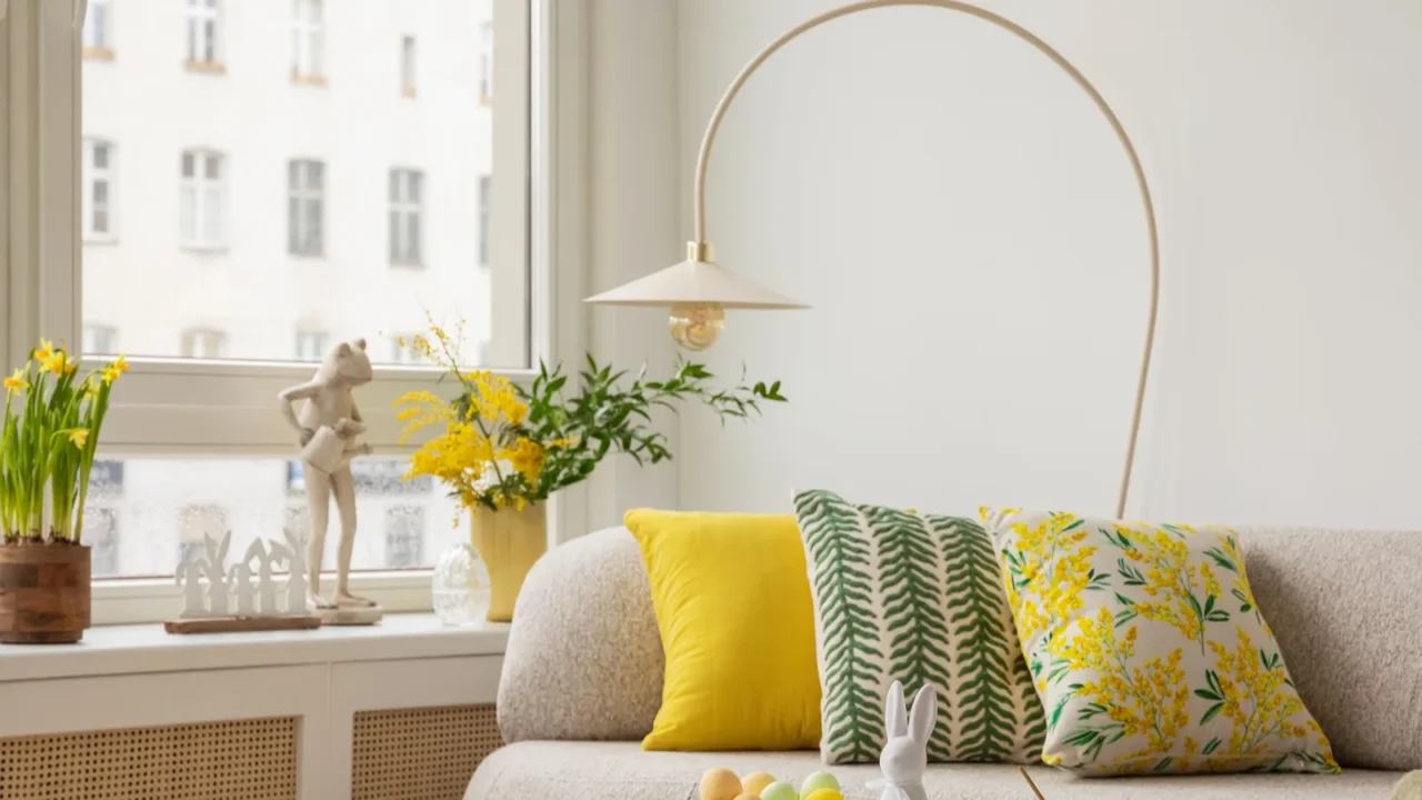 cozy easterthemed living room with a neutral color palette a