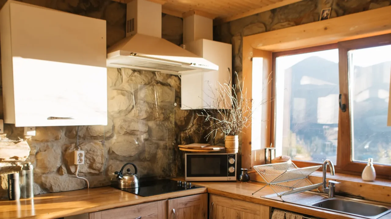 cozy house kitchen in the mountains