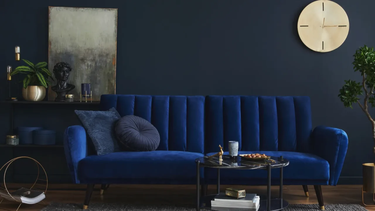 creative compositon of modern living room interior design with glamour