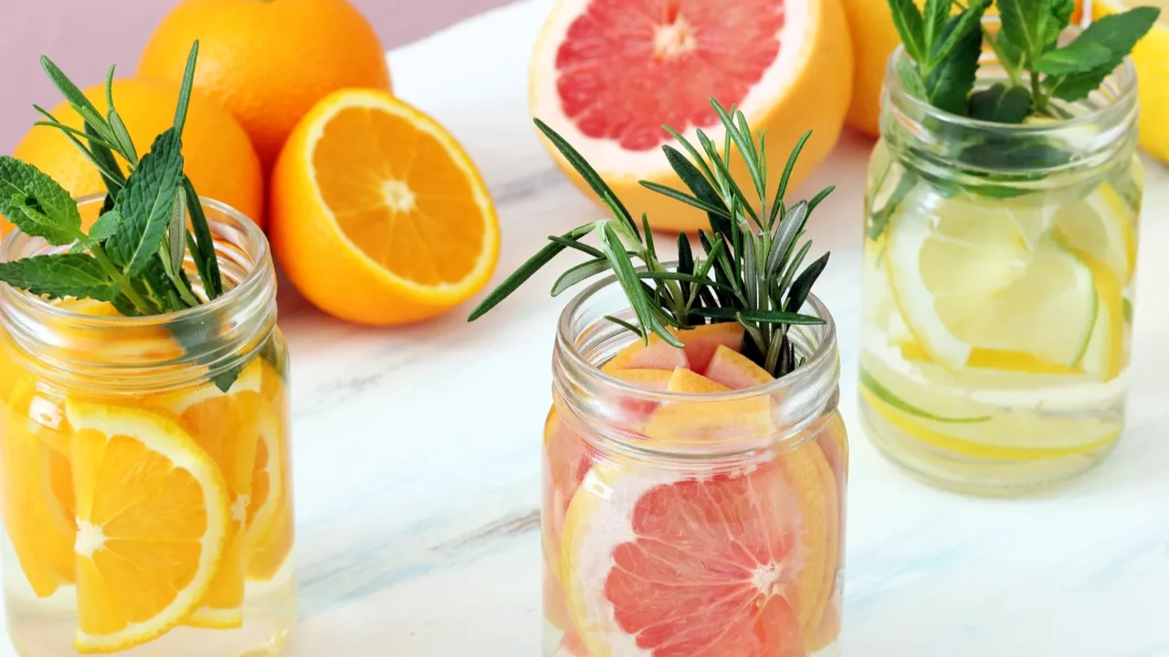 detox water in a mason jars glass
