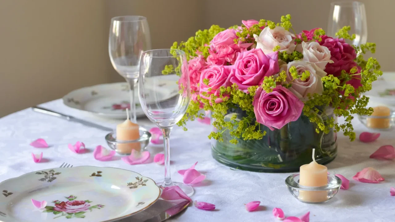 floral arrangement for interior decoration table setting for a wedding