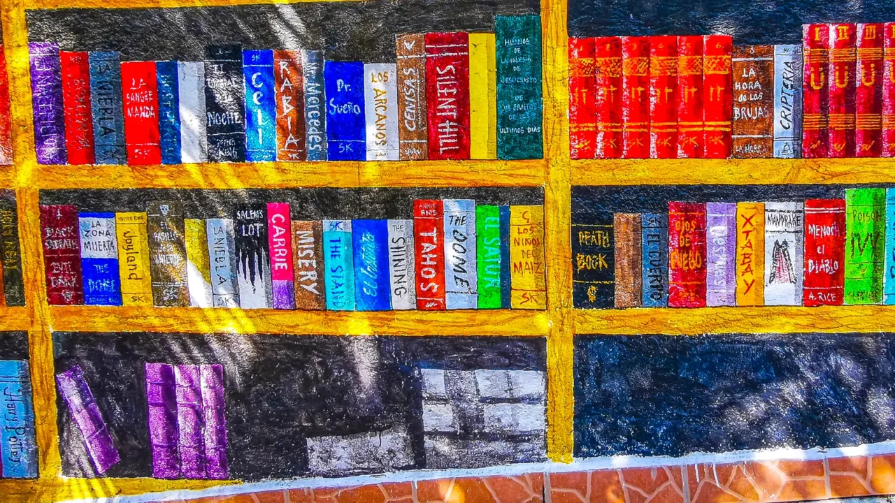 library with colorful graffiti wall in playa del carmen quintana