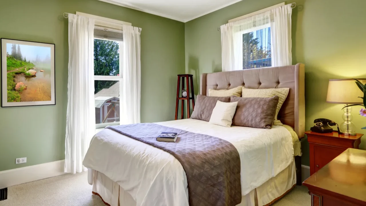 light green elegant bedroom interior
