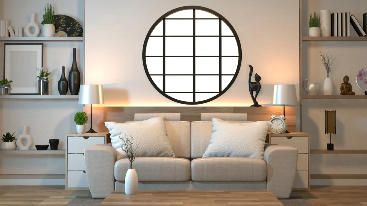 minimal interior design room zen style with sofa arm chair