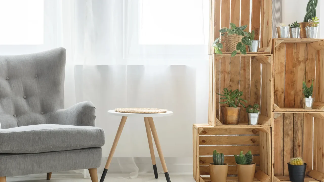 shelf made of wooden boxes