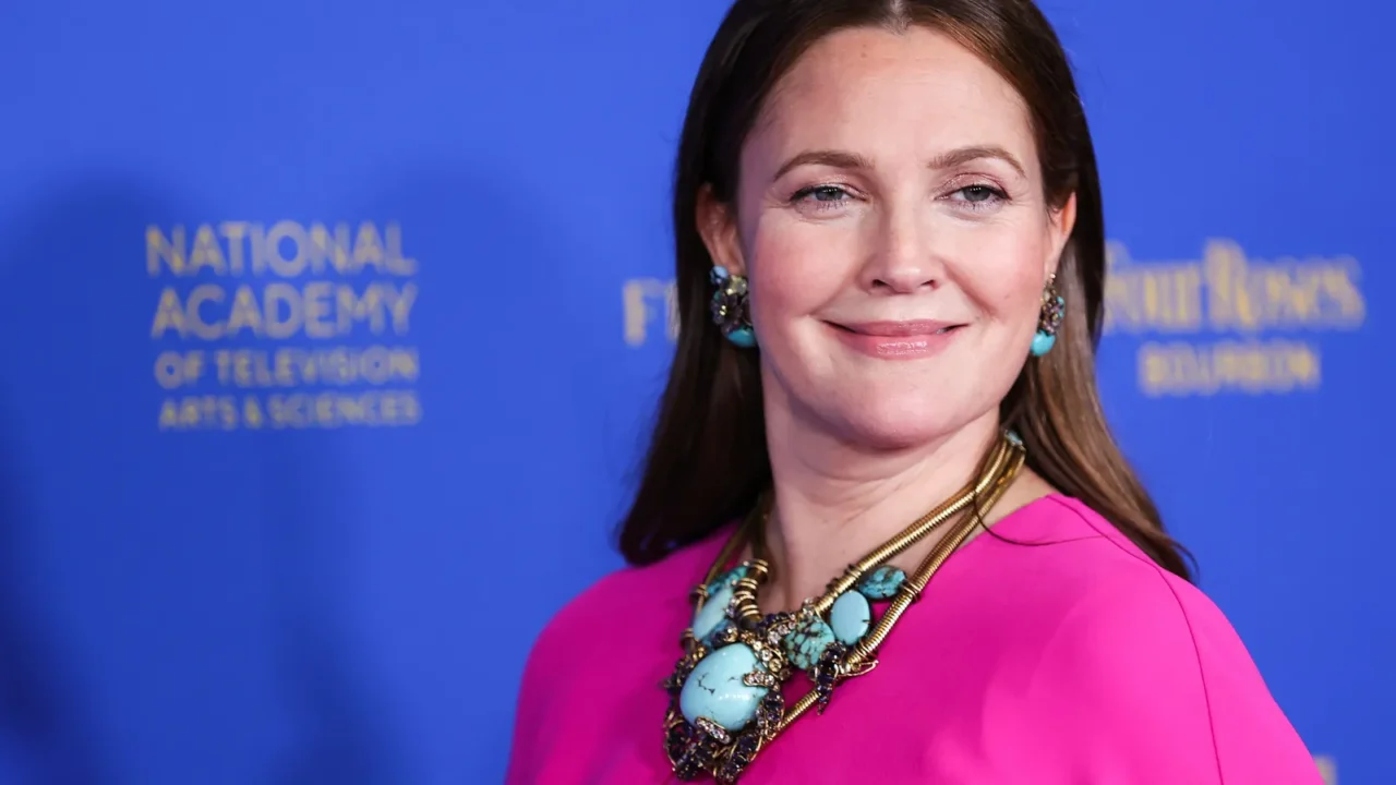 american actress drew barrymore arrives at the 49th daytime emmy