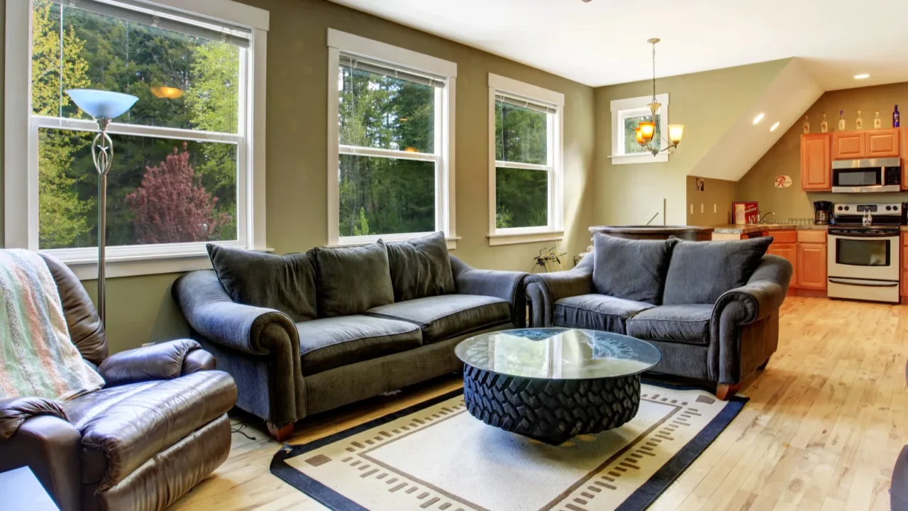 living room interior with creative coffee table