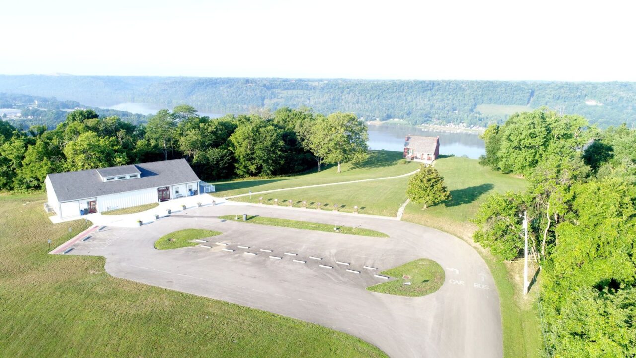 Aerial photo of John Rankin House near the Ohio River. This was an important stop on the Underground Railroad.
