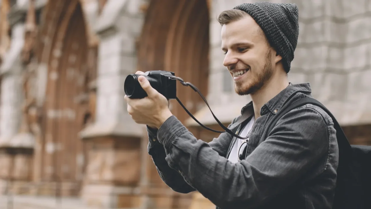 attractive tourist in city