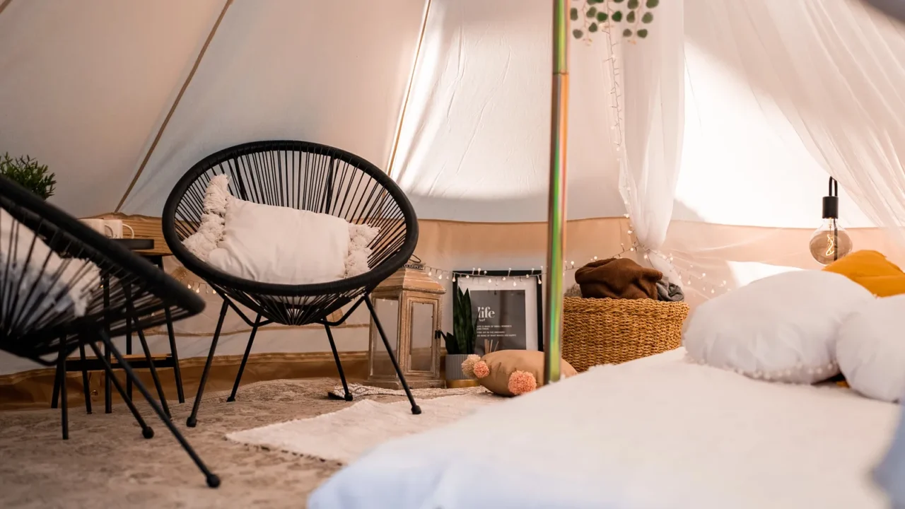 beautiful white decor in boho style picnic in the nature