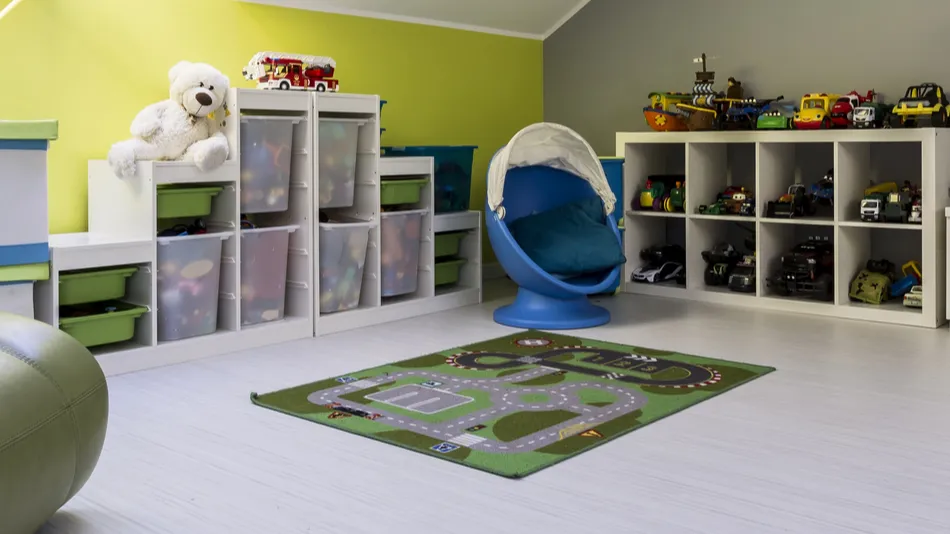 child room at the attic with tv set