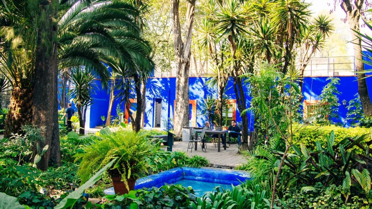 mexico city mexico  december 2019 colorful courtyard at the