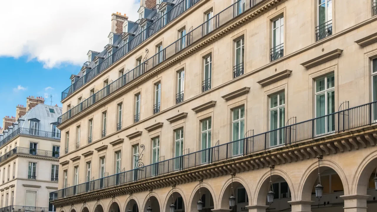 paris the beautiful rivoli street typical facade and windows
