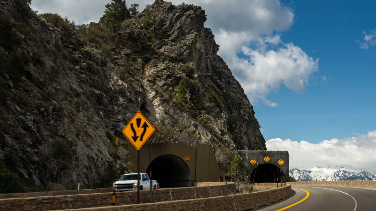 path towards cave rock tunnel by lake tahoe california