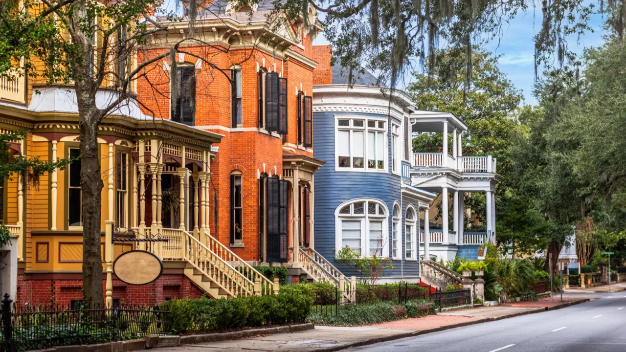 savannah georgia usa downtown historic views along whitaker street