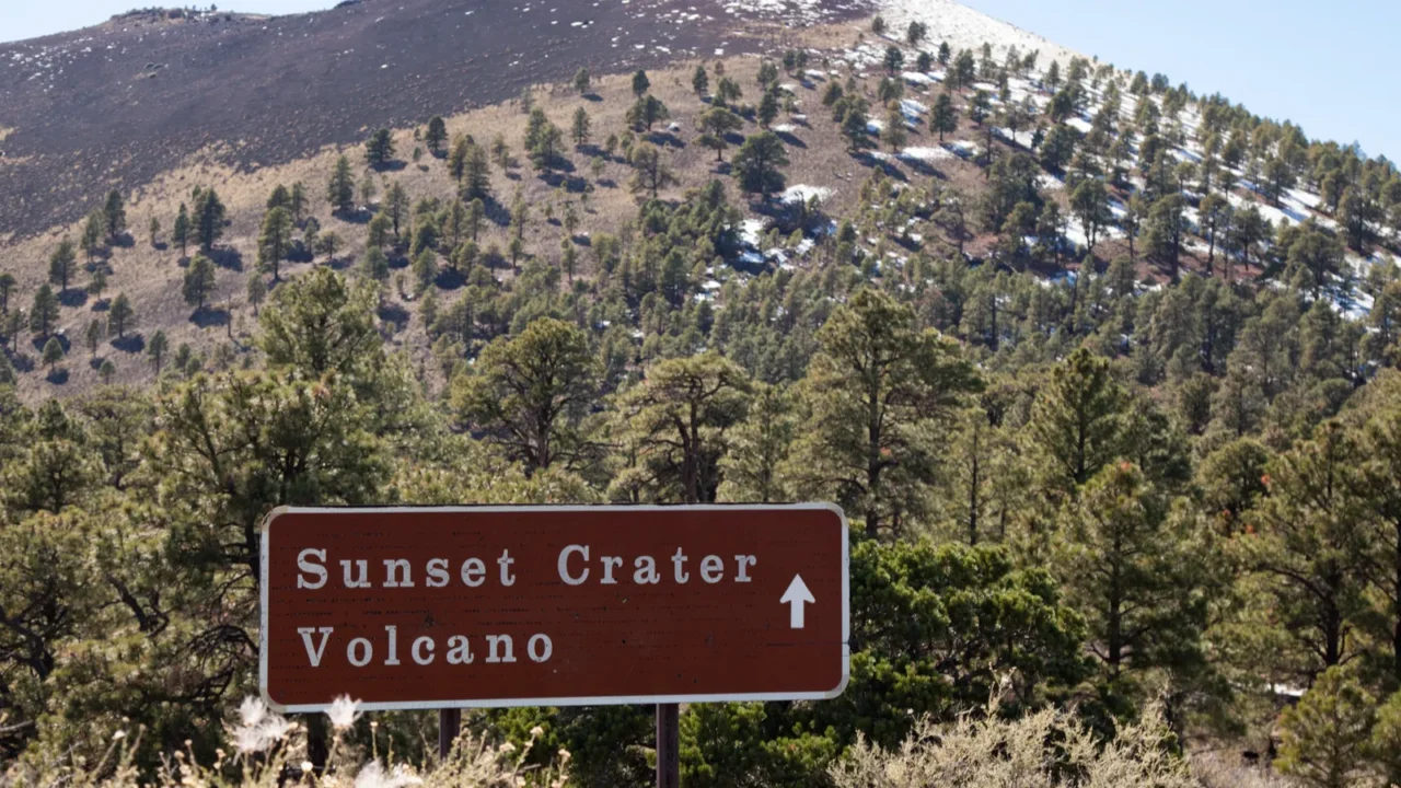 sunset crater is a cinder cone located north of flagstaff