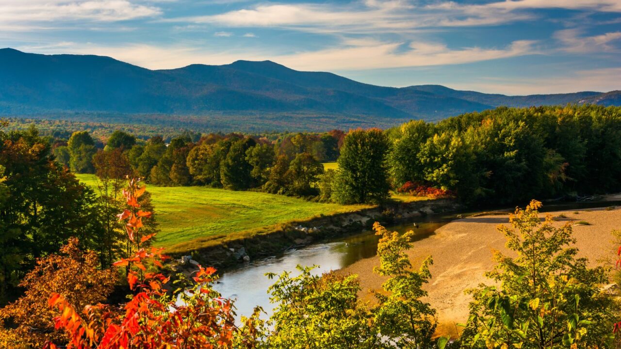 View of the Saco River in Conway, New Hampshire.