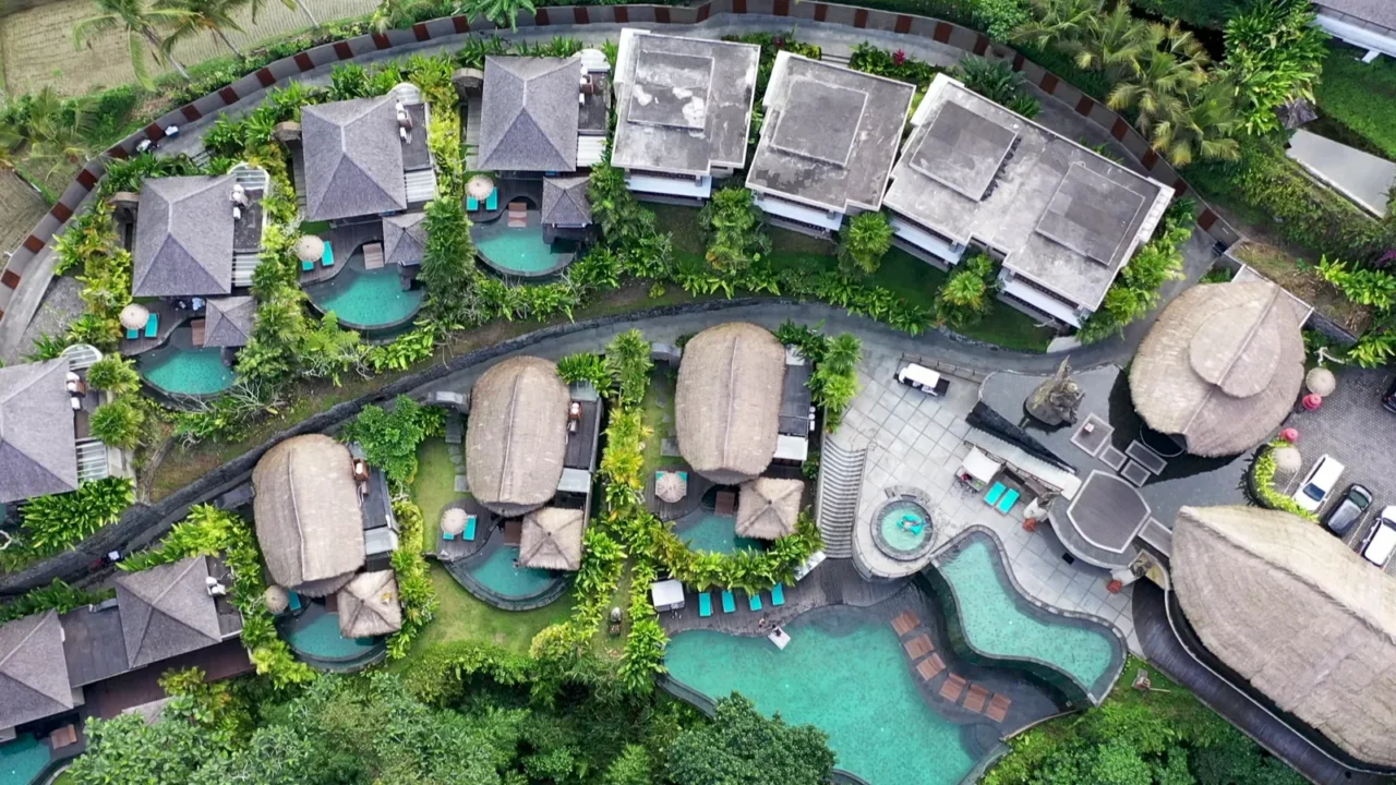 aerial view hotel resort in ubud is one of the