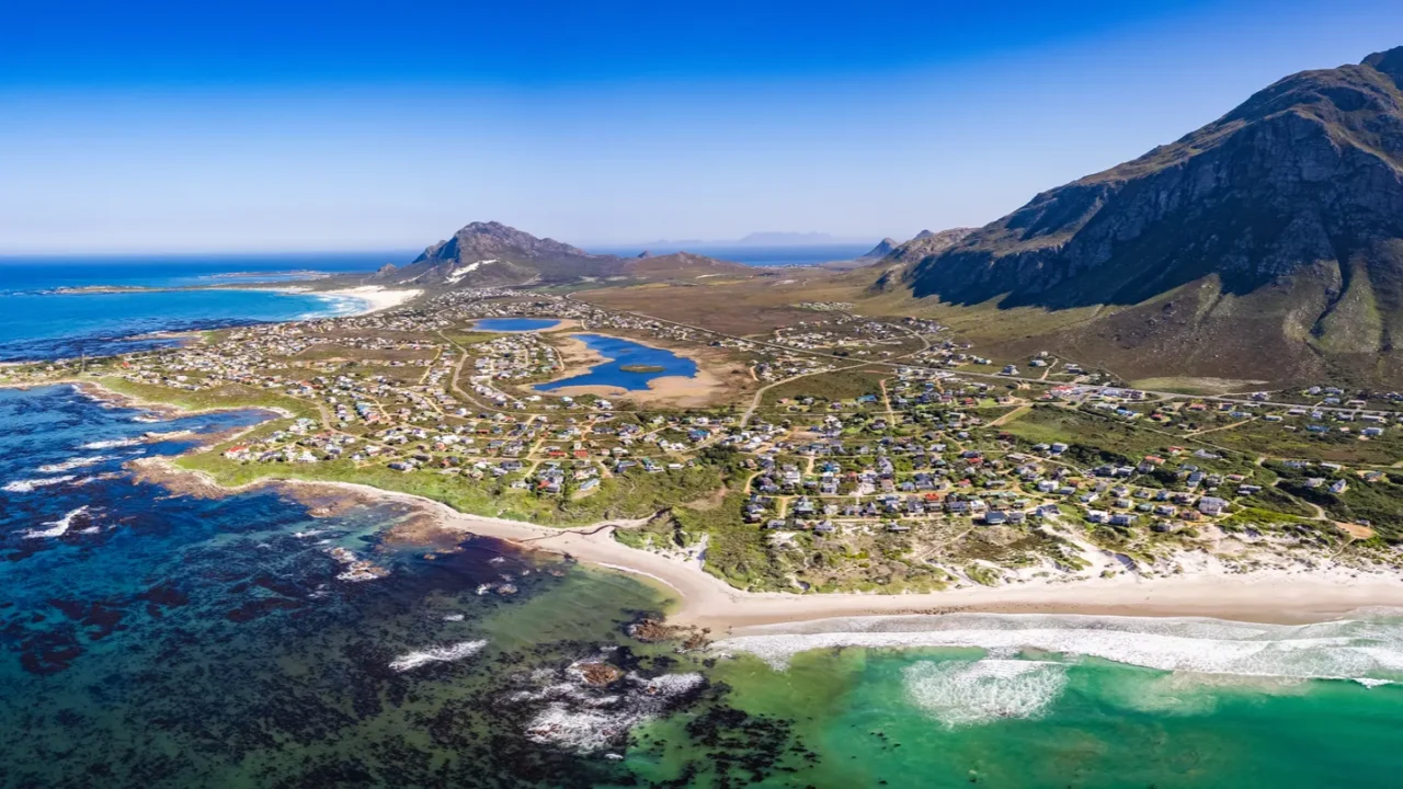 aerial view of bettys bay in western cape province in