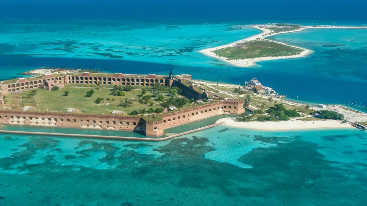 aerial views in dry tortugas national park in florida united