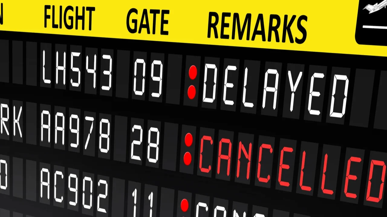 flight display panel in airport