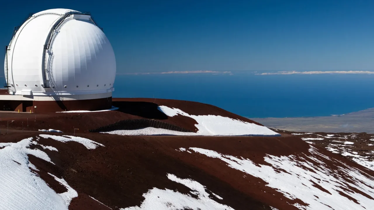 observatory domes at the peak of mauna kea volcano