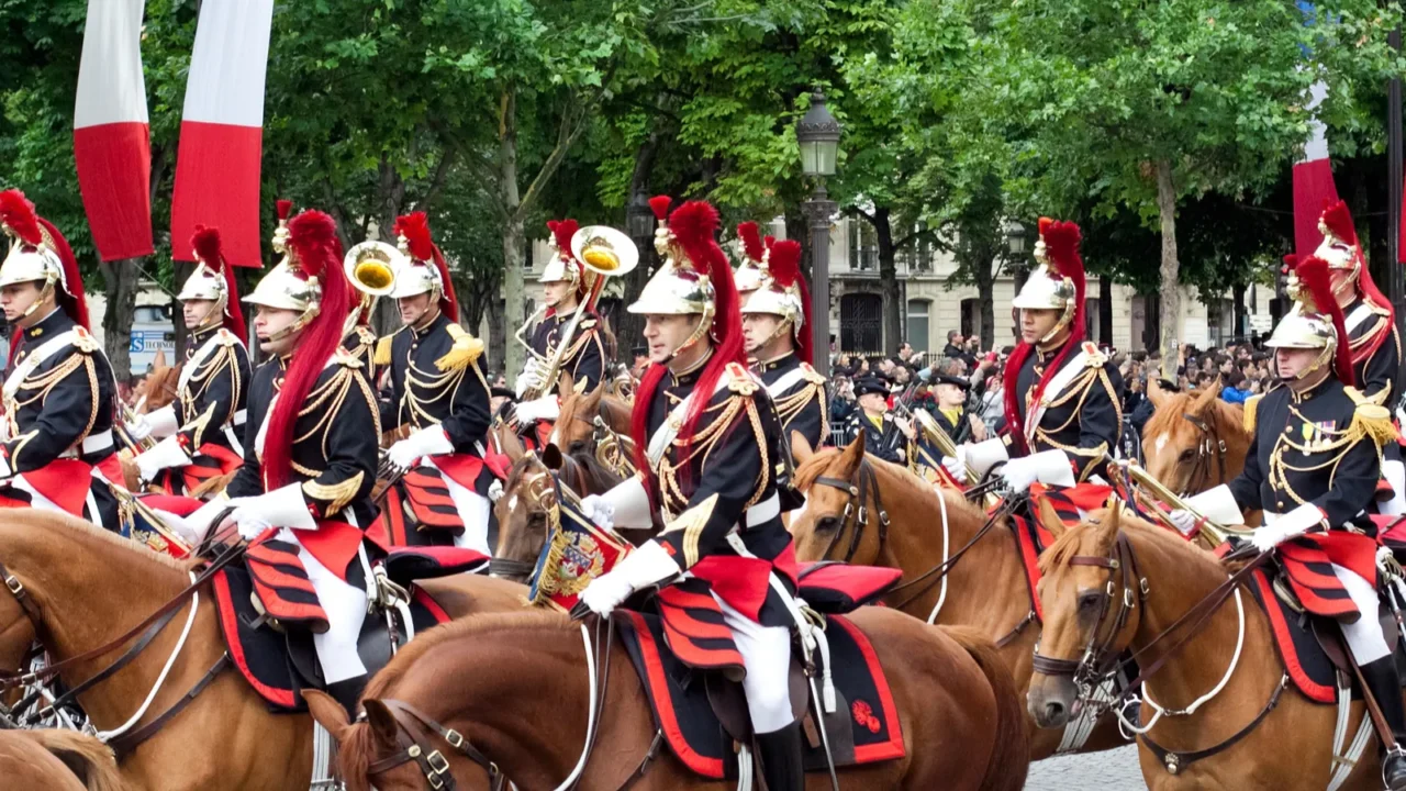 paris  july 14 cavalry at a military parade in
