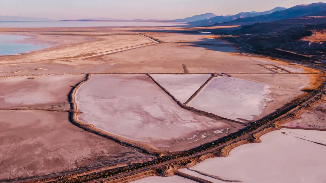 pink salt lake utah aerial