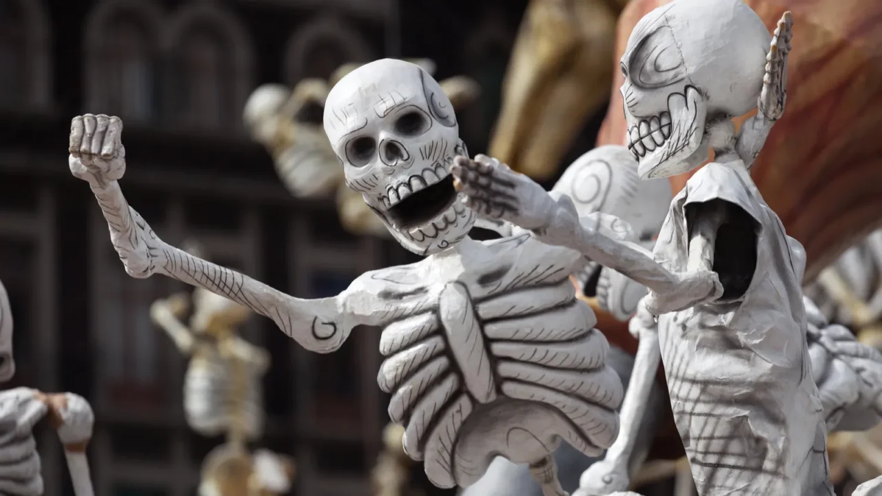 skeletons is obligatory attribute of traditional day of the dead
