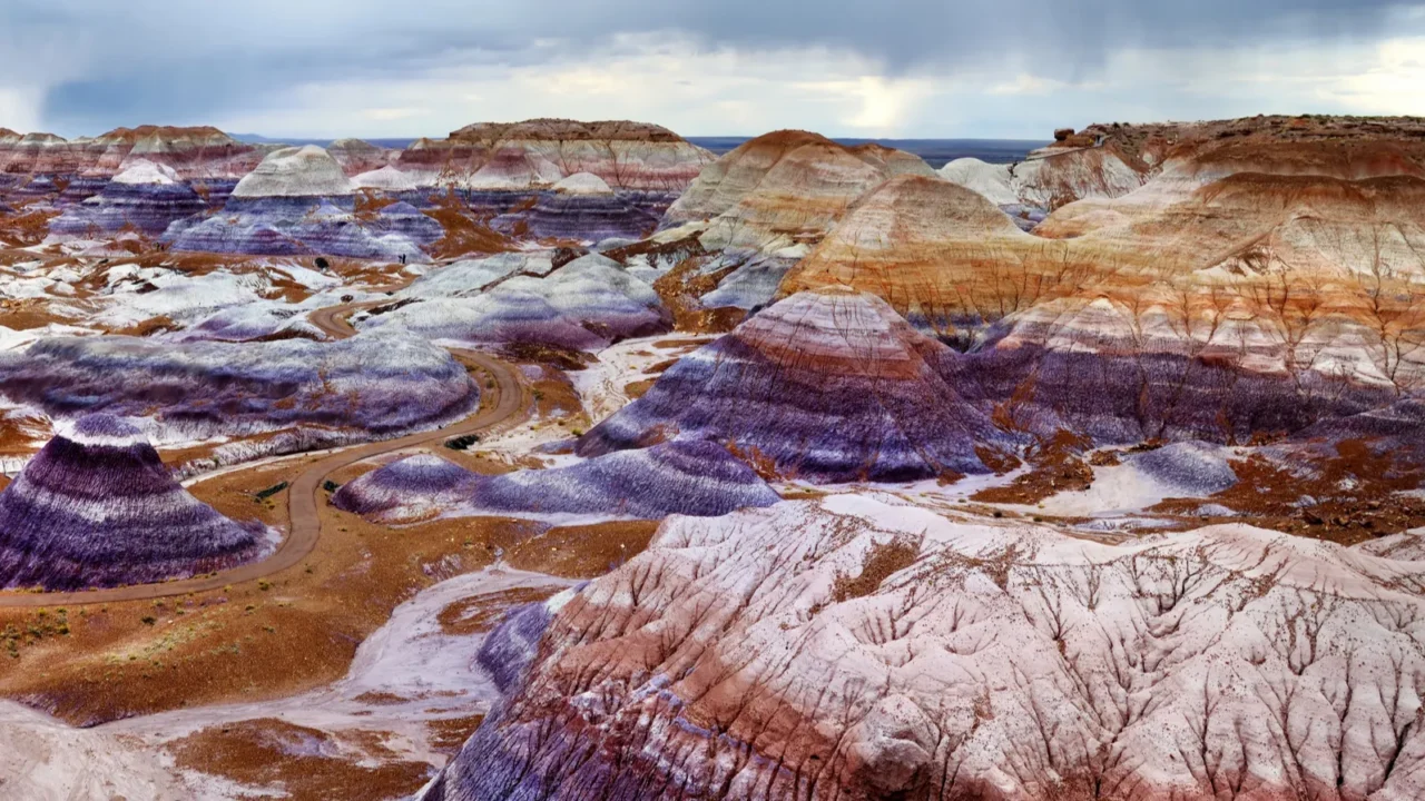 striped purple sandstone formations