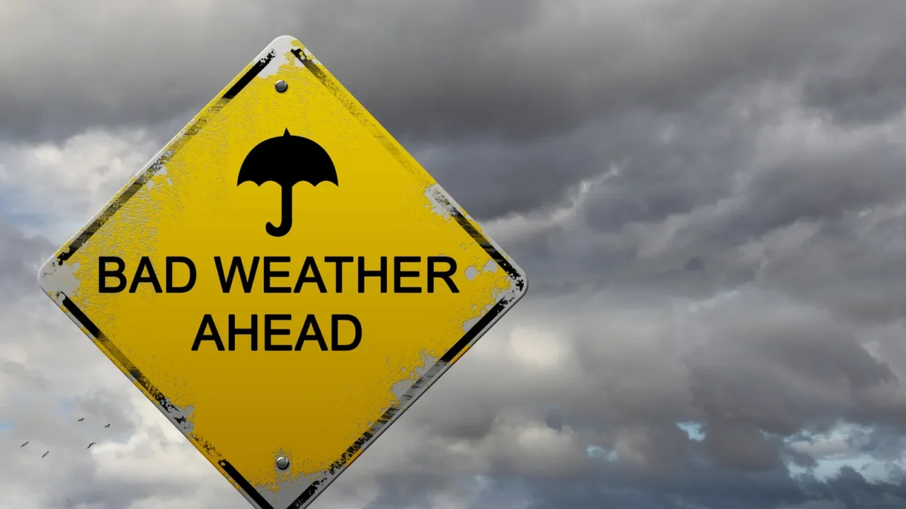 warning sign of bad weather ahead