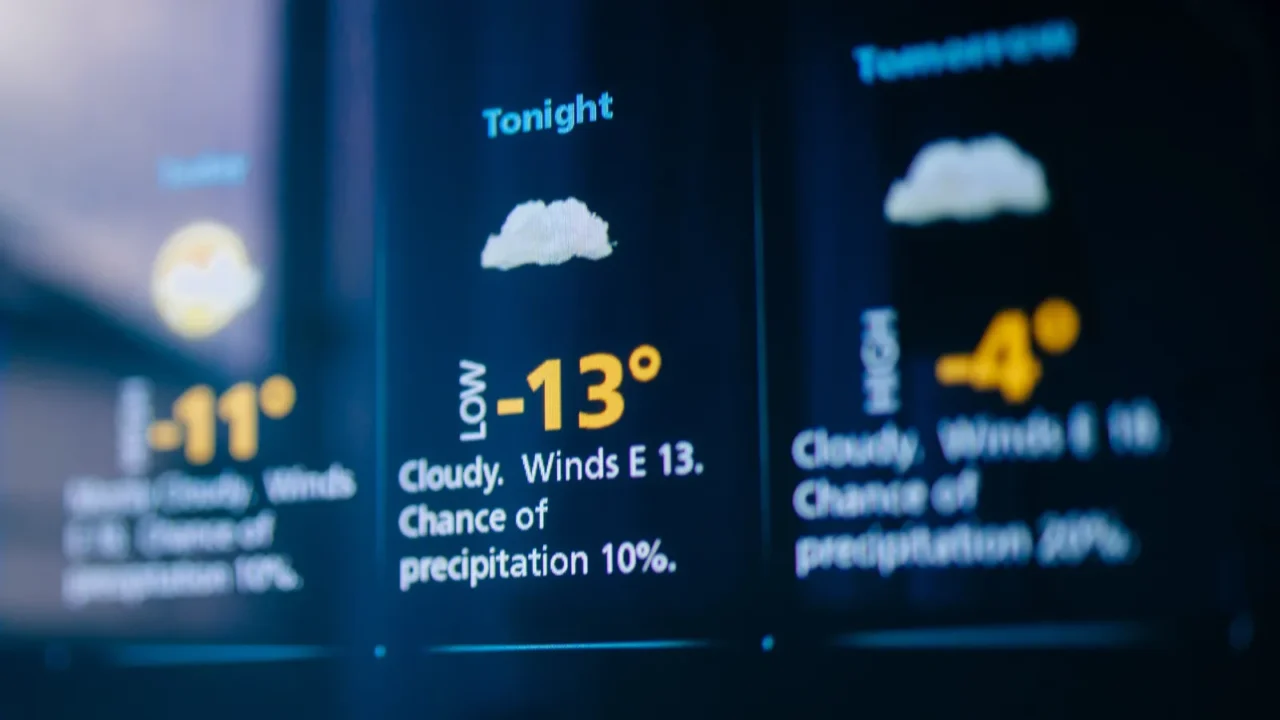 weather forecast on a digital display