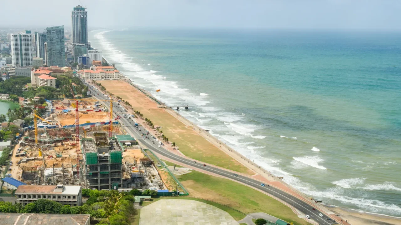 aerial view of colombo and galle face green