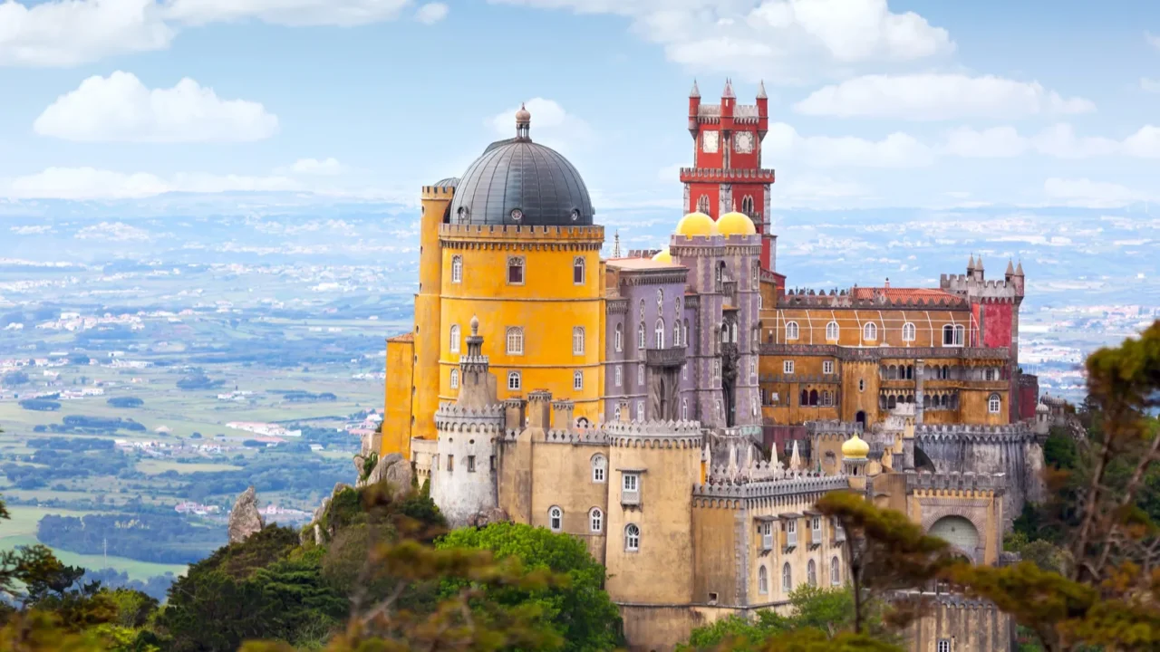 aerial view of palcio da pena  sintra lisboa