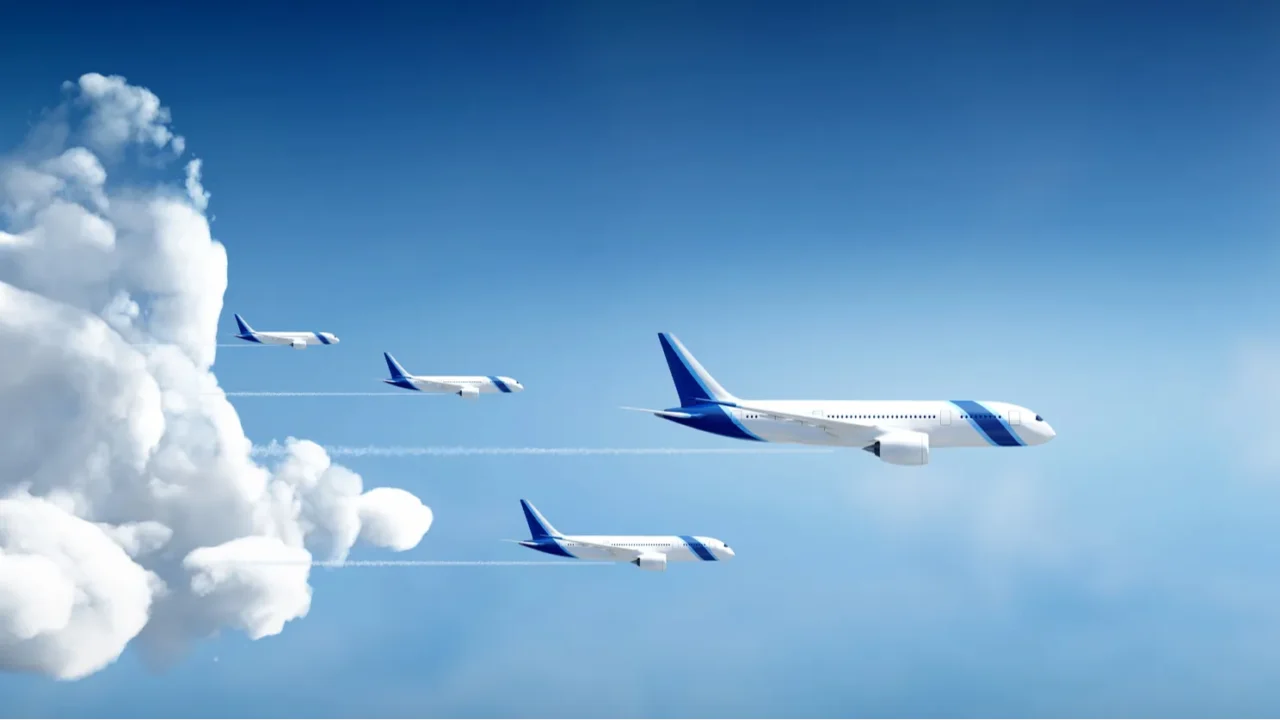 airplanes fly away
