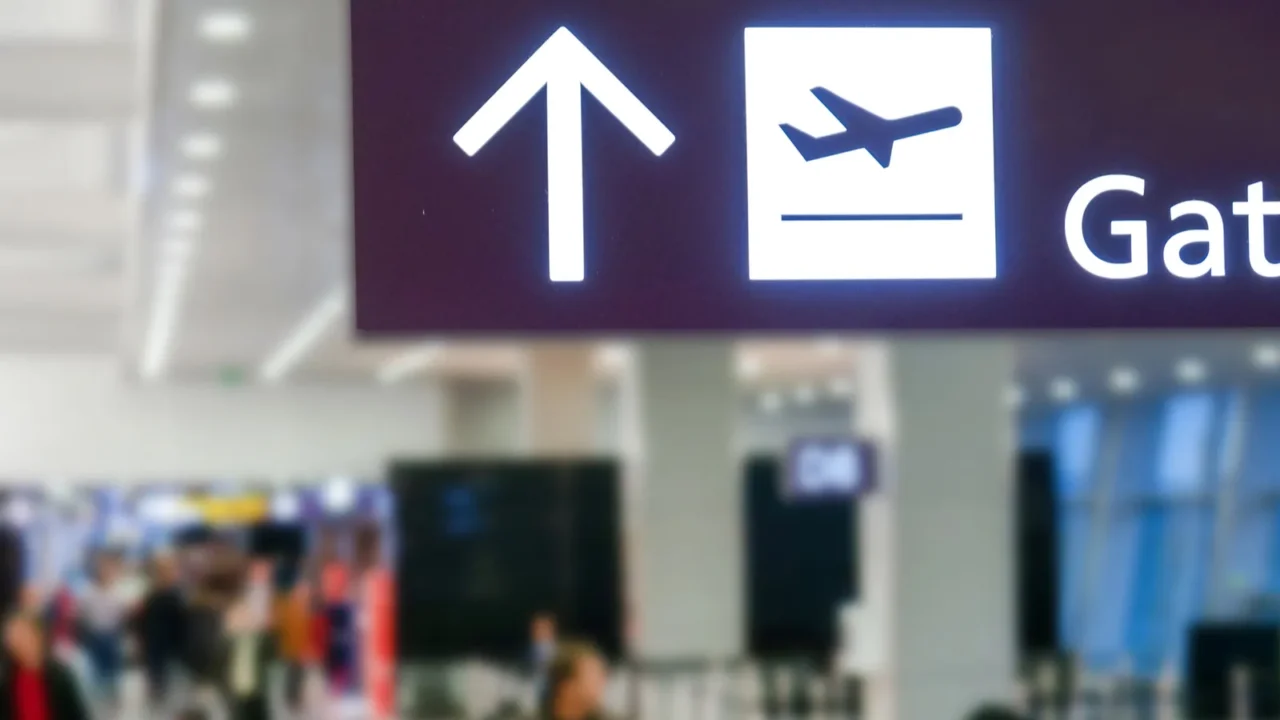 airport departure and arrival information board sign