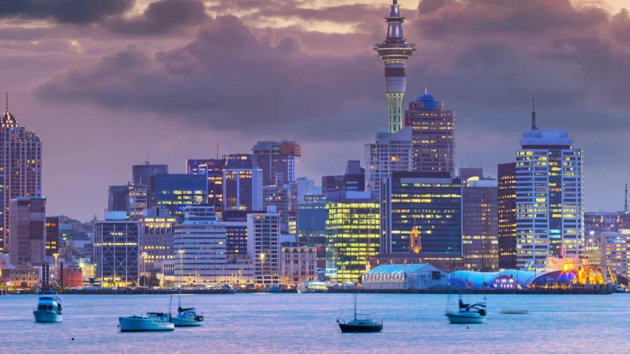 auckland cityscape image of auckland skyline new zealand during sunset